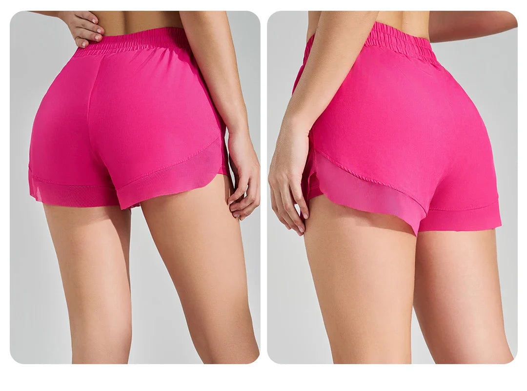 Short Doble de Entrenamiento Femenino – Rosa Fucsia