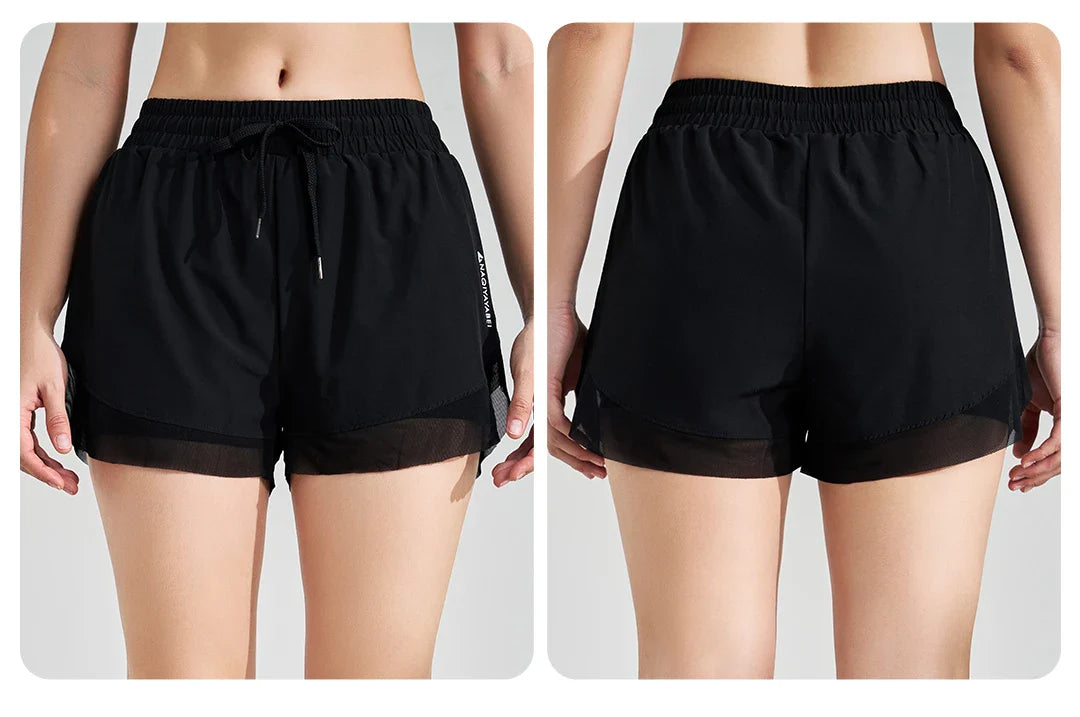 Short Doble de Entrenamiento Femenino – Negro