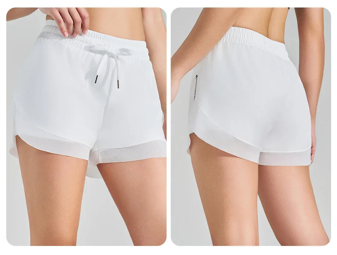 Short Doble de Entrenamiento Femenino – Blanco