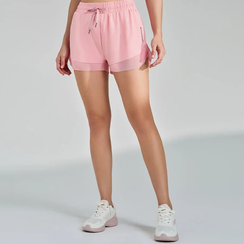 Short Doble de Entrenamiento Femenino – Rosa Claro