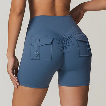 Short Fitness con Bolsillos - Azul Grisáceo