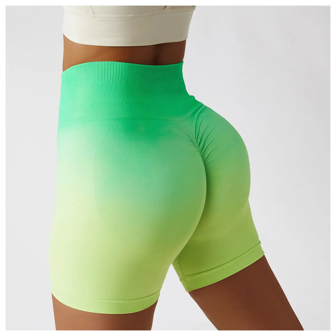 Short Fitness Femenino Gradiente – Sin Costuras y Cintura Alta